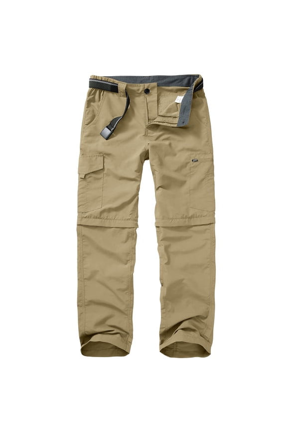 Mens Hiking Pants Convertible Zip Off Lightweight Quick Dry Fishing Safari Camping Work Pants with Belt