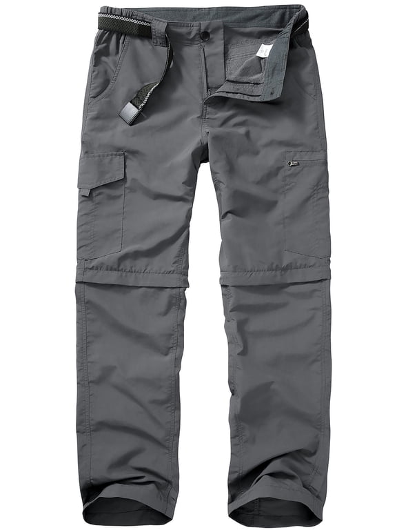 Mens Hiking Pants Convertible Zip Off Lightweight Quick Dry Fishing Safari Camping Work Pants with Belt