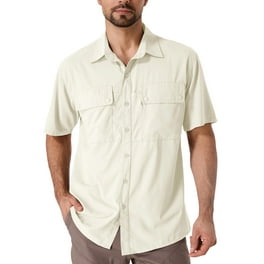 POENTAB Mens White Button Down Shirts Casual Solid Color Long - Main Image