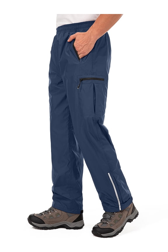 Waterproof Pants for Men Lightweight Windproof Rain Over Work Pant Hiking Fishing Outdoor Trousers with Zipper Pockets