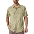 thumbnail image 1 of POENTAB Short Sleeve Shirts for Men Casual Button Down Shirt Quick Dry Cooling UV UPF 50+ Outdoor Hiking Beach Hawaiian Blouse Tops Khaki, 1 of 7