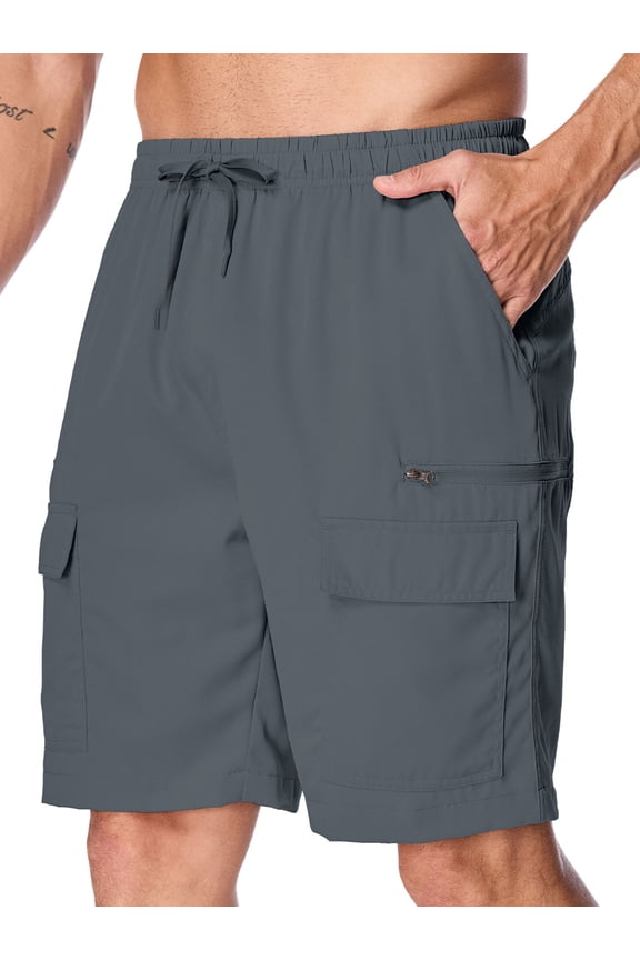 Summer Cargo Shorts for Men Lightweight Outdoor Hiking Shorts for Men Trip Golf Camping Casual with Multi Pockets Gray