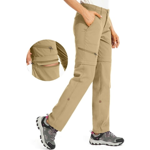 Women's Cargo Hiking Pants Convertible Zip-Off Quick Dry Pant for Casual Outdoor Travel Safari Fishing Camping Khaki
