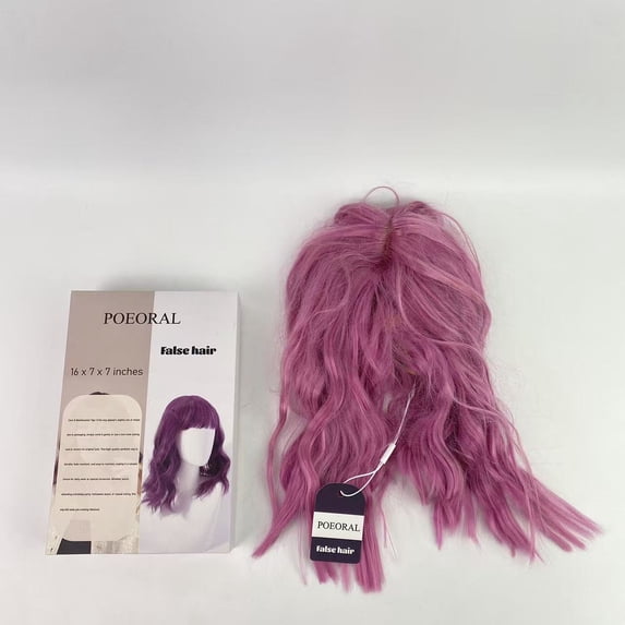 POEORAL false hair,Purple wig designed specifically for women, short curly hair, made of synthetic fiber, heat-resistant and glue free, 16 inches