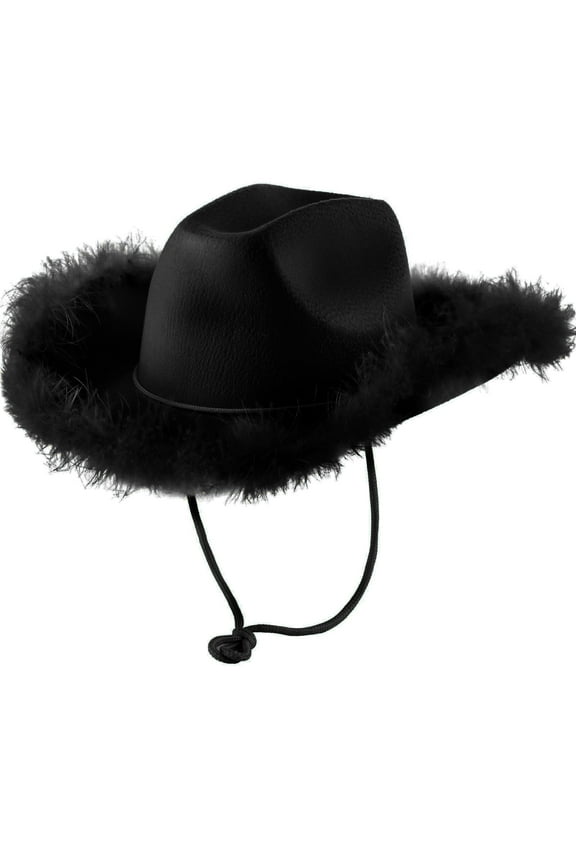 50% Off Clear! Hat With Feather Feather Brim Adult Size Cowboy Hat With Feathers For Women Baseball Caps (Black)