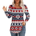 thumbnail image 1 of POETANCE Markdown Sale Womens Pullover Tops Womens Fall Tops Loose Fit Pleated Long Sleeve Shirts Casual Crewneck Floral Print Blouse Plus Size Tees, 1 of 5