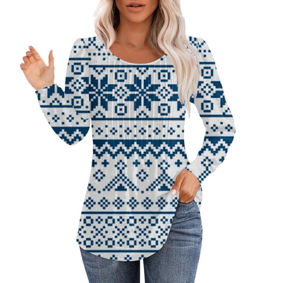 POETANCE Markdown Sale Womens Pullover Tops Womens Fall Tops Loose Fit Pleated Long Sleeve Shirts Casual Crewneck Floral Print Blouse Plus Size Tees