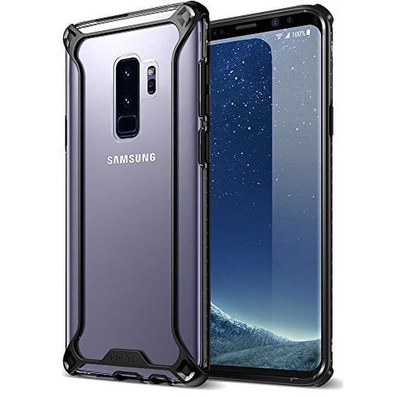 POETIC Affinity Series Premium Thin/No Bulk/ protection where its needed/Clear/Dual material Protective Bumper Case for Samsung Galaxy S9 Plus Black/Clear