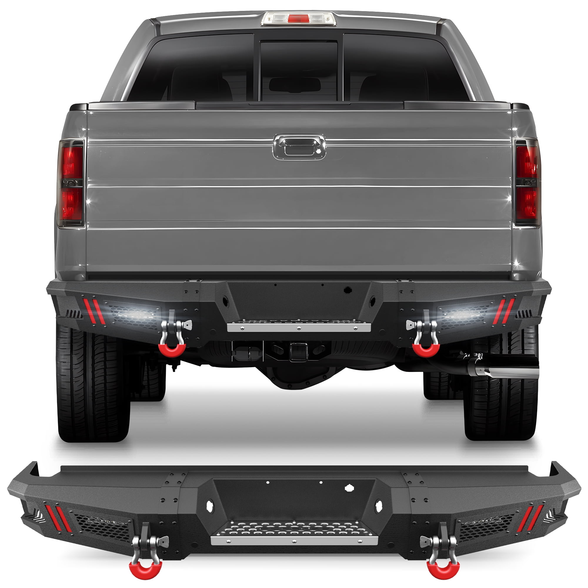 POFENZE Rear Bumper for Ford F-150 2009-2014 Black Pickup Truck Bumper ...