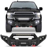 POFENZE 18-20 F150 Front Bumper for 2018-2020 Ford F150 Pickup Trucks Excluding Raptor Full Width Off Road Bumper w/Winch Plate 144W Light Bar