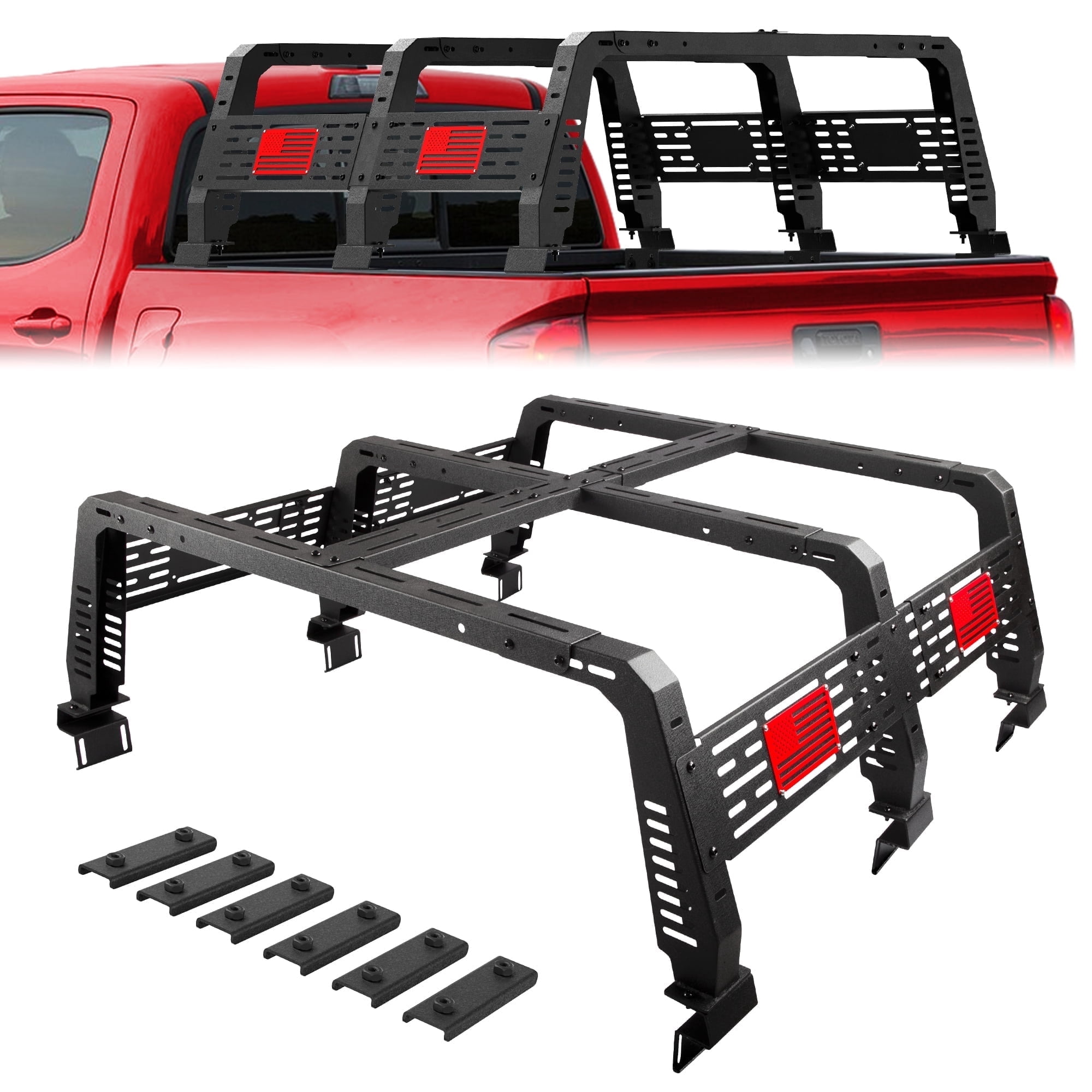 Hpickup Rack POFENZE Truck Bed Rack, Adjustable 47.5-64.5 in, Black - Walmart.com
