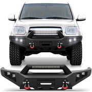 POFENZE Fits 2000-2006 Toyota Tundra Front Bumper Full Width Bumper with Winch Plate, LED Lights and D-rings