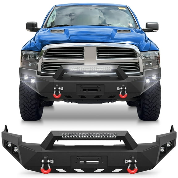 POFENZE For 2009 2010 2011 2012 Dodge Ram 1500 Front Bumper Heavy Duty Steel Bumper Fits Ram 1500 w/Winch Plate