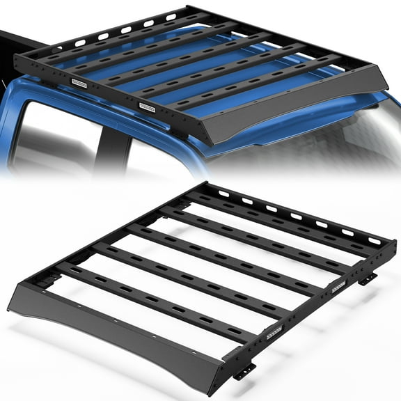 POFENZE For 2017-2022 Ford F250/F350/F450 Roof Rack Car Roof Cargo Carrier Overlanding Roof Rack Cargo Baskets with Lights