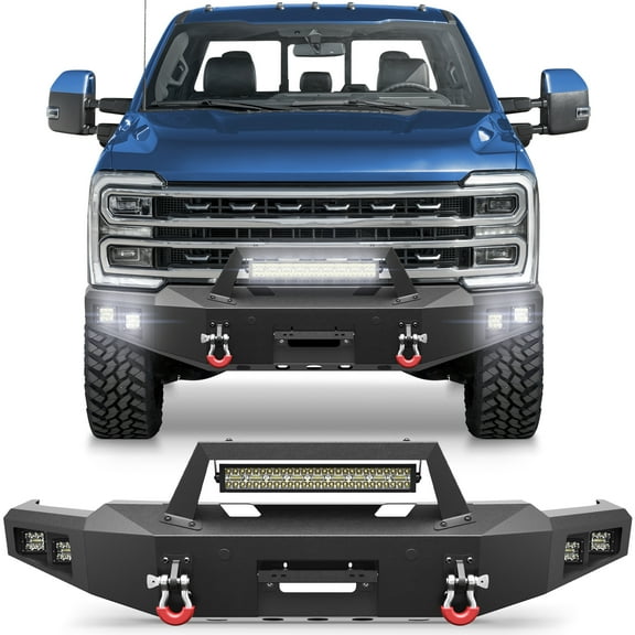 POFENZE For 2023 2024 2025 Ford F250/F350/F450 Front Bumper Steel Winch Bumper for F250 Super Duty