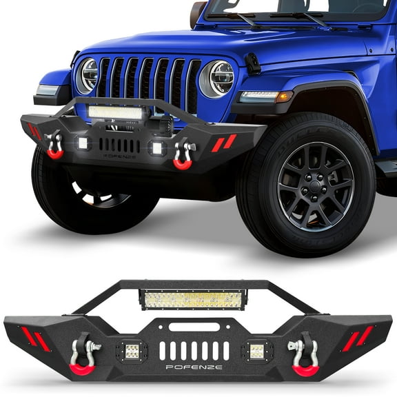 POFENZE Front Bumper for Jeep Wrangler JK JL & Gladiator JT 2007-2025