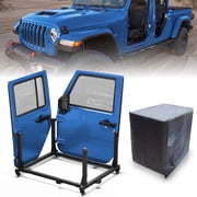 POFENZE Jeep Door Storage Cart for 1987-2025 Jeep Wrangler TJ YJ JK JL & Gladiator JT, 2/4 Doors Movable Door Holder with Wheels and Rubber Cushion