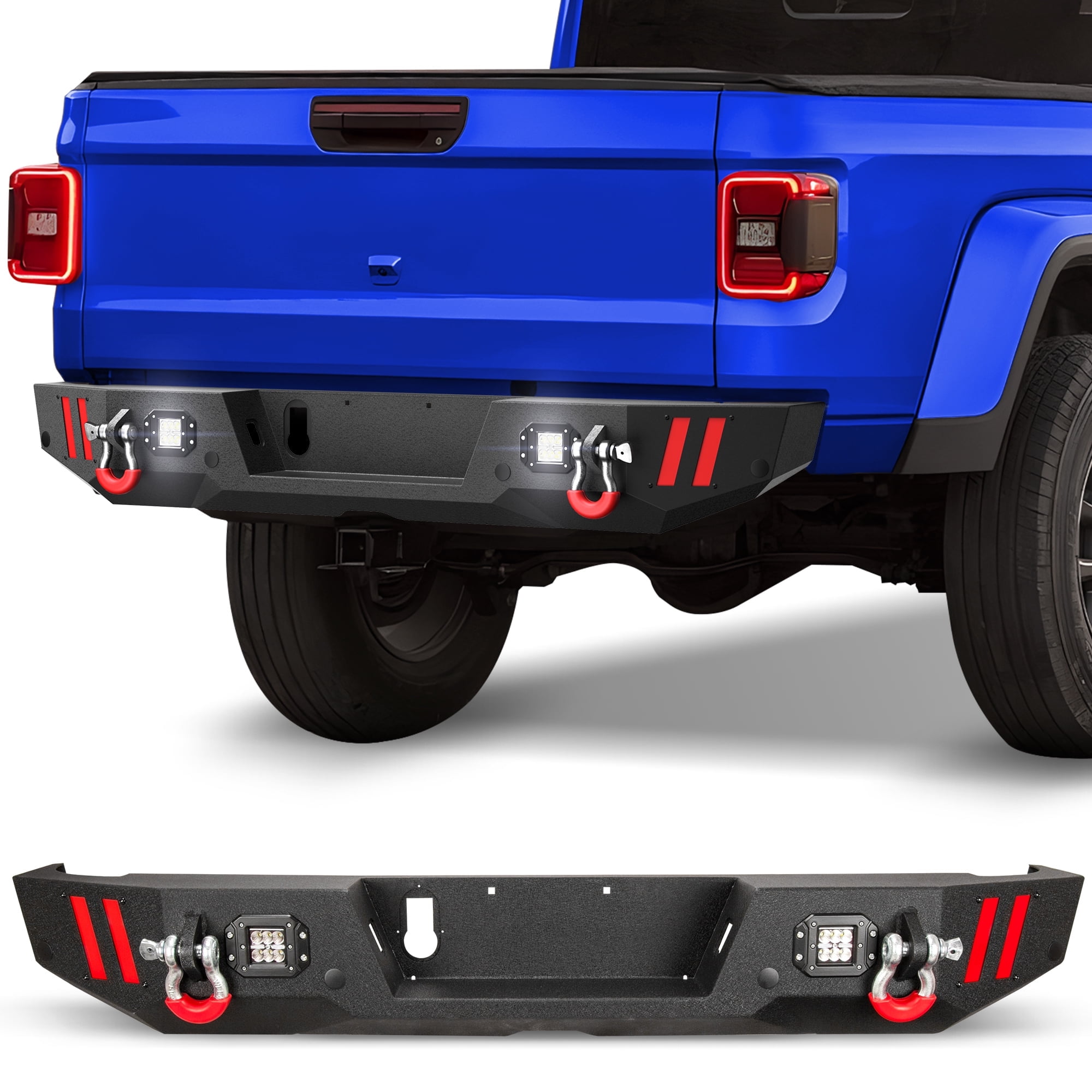 Walmart Saving of  POFENZE Rear Bumper Compatible with Jeep Gladiator JT 2020-2024 Black Pickup Truck Bumper