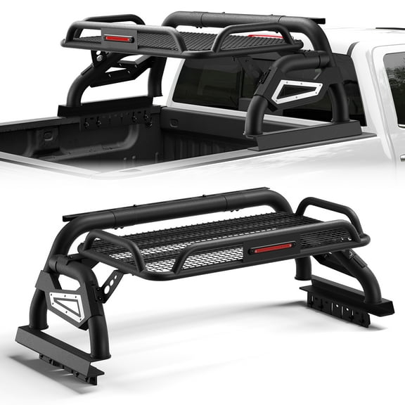 POFENZE Roll Bar for Full-Size Pickup Truck Headache Racks with Basket Compatible with Ford F-Series, Chevy Silverado, GMC Sierra, Ram, Nissan Titan, Toyota Tundra