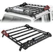 POFENZE Roof Rack Cargo Carrier for 2007-2022 Jeep Wrangler JK JL Unlimited 4 Door Luggage Rack for Car with LED Lights