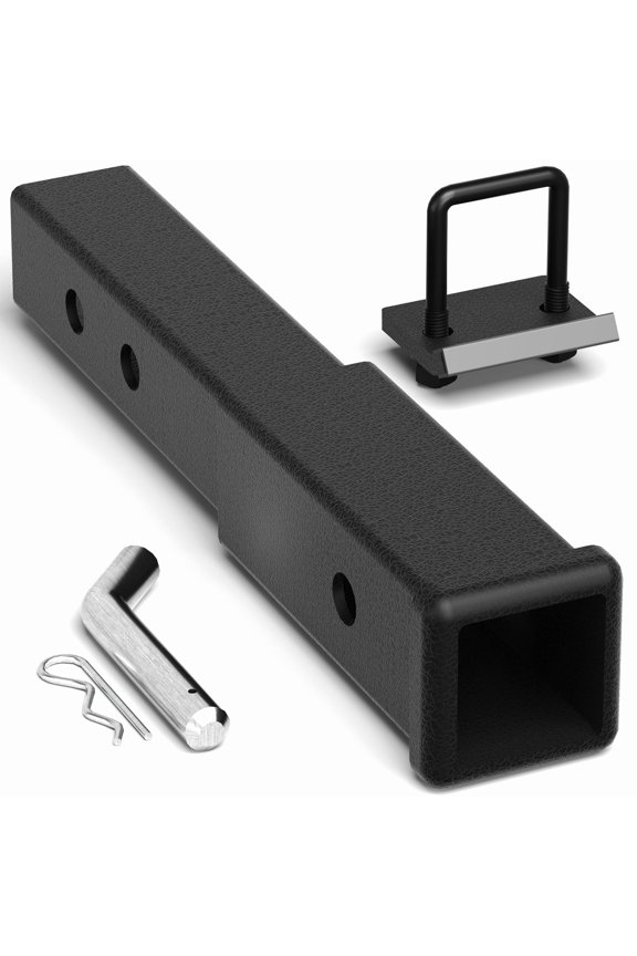 Trailer Hitch Extender for 2 inch Receiver Adujustble 7.3"-9.3" Extension Length with 5/8 inch Bolt Nut Clip 3,500 lbs GTW Matte Black