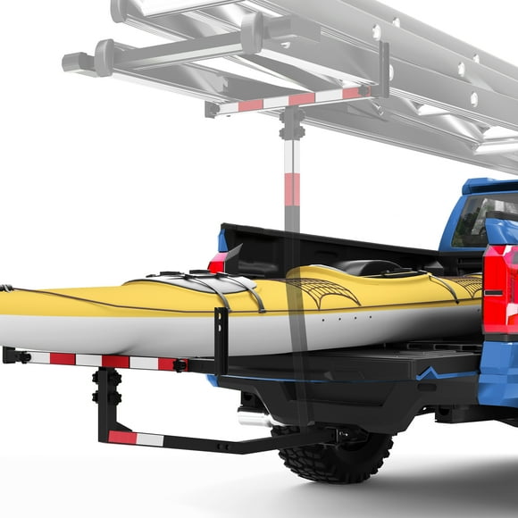 POFENZE Truck Bed Hitch Extender Adjustable 2 in 1 Foldable Extender Extension Rack for Pickup Trucks & SUVs for Kayak Ladder, Canoe, Pipes, Lumber Rack