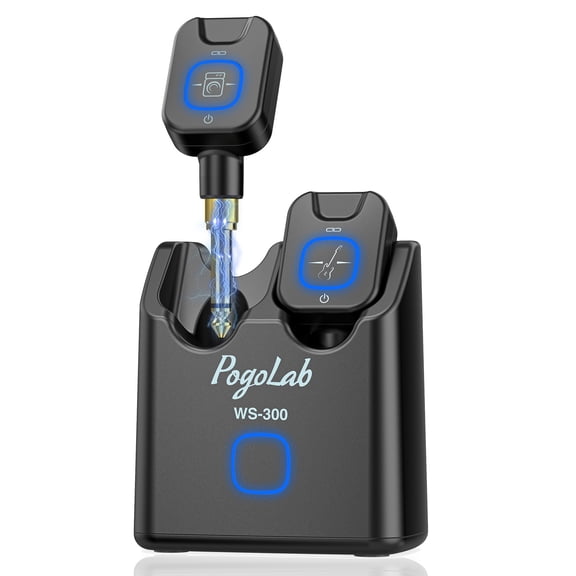 POGOLAB WS-300 Wireless Guitar System 5.8GHz with Charging Box Transmitter Receiver with 6.35mm/3.5mm 2-in-1 Plug 6 Channels 18H Total Battery Life for Electric Guitars Bass