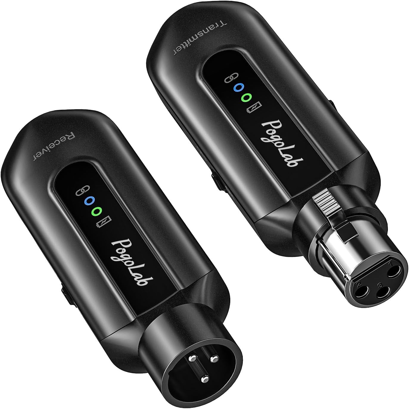 POGOLAB Wireless Microphone Transmitter Receiver 2.4Ghz XLR Microphone Wireless System Rechargeable Wireless Mic Adapter for Audio Mixer Dynamic Mic 48V Phantom Power for Condenser Mic