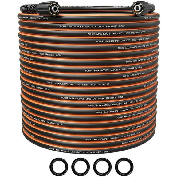 POHIR 100FT Pressure Washer Hose 1/4" 4000PSI Kink Resistant Power Washing Hose