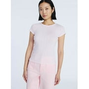 Free Assembly Womens Pointelle Mini Tee with Short Sleeves, Sizes XS-4X