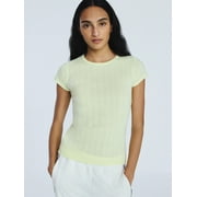 Free Assembly Women's and Women's Plus Pointelle Mini Tee with Short Sleeves, Sizes XS-4X