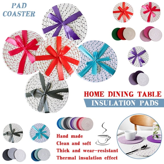 POINTERTECK 100% Pure Cotton Potholders Set Trivets Set Thread Weave Hot Pot Holders Set (Set of 3) Stylish Coasters, Hot Pads, Hot Mats,Spoon Rest For Cooking and Baking by Diameter 7 Inches