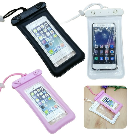 POINTERTECK 2 PCS Universal Smartphone Waterproof Sealed Bag for Swimming Waterproof Transparent Mobile Phone Case Underwater Protective Case for 3.5 to 6.2 Inch Screen White and Pink