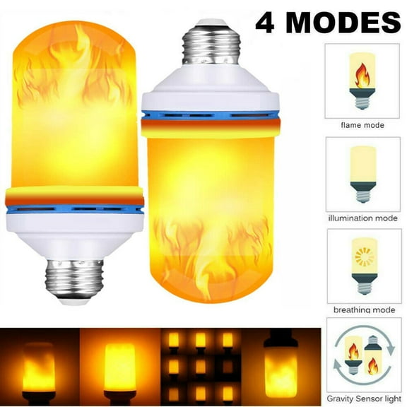POINTERTECK 2 Pack LED Flame Effect Fire Light Bulbs,6W E27 Upside Down Effect Simulated,4 Mode Type Flickering Light Bulb for Home/Hotel/Party Vintage Decorative