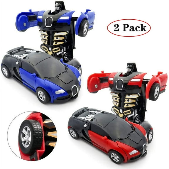 POINTERTECK 2 Pack Robot Car Toy 2 in 1 Deformation Car for Kids Boys Playing Best Christmas Birthday Gifts for 4 5 6 7 8 Year Old Girls Boys