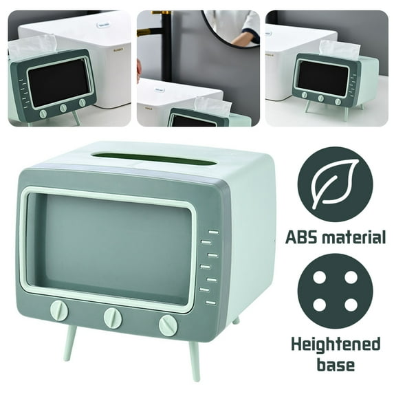 POINTERTECK 2 in 1 Tissue Box Office Desk Box Creative Tv Appearance with Phone Stand Green