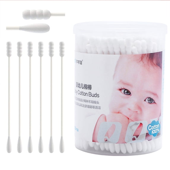 POINTERTECK 200PCS Baby Cotton Swabs, Paper Sticks Cotton Buds for Baby Ear Nose Clean