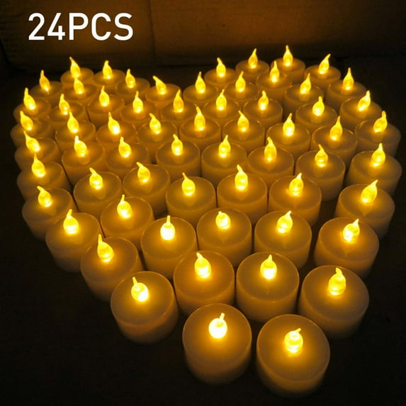 POINTERTECK 24 PCS Flameless LED Tea Lights Bulk, Electric Tealight Candles, Small Fake Candles Battery Operated, Warm White Mini Candles for Christmas Decor Holiday, Wedding, Party