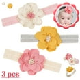 thumbnail image 1 of POINTERTECK 3 Pack Baby Flower Lace Headbands,Elastic Hair Band, Super Soft & Stretchy Floral Camellia Headwrap for Newborn Infant Toddlers Kids, Hair Accessories, 1 of 7