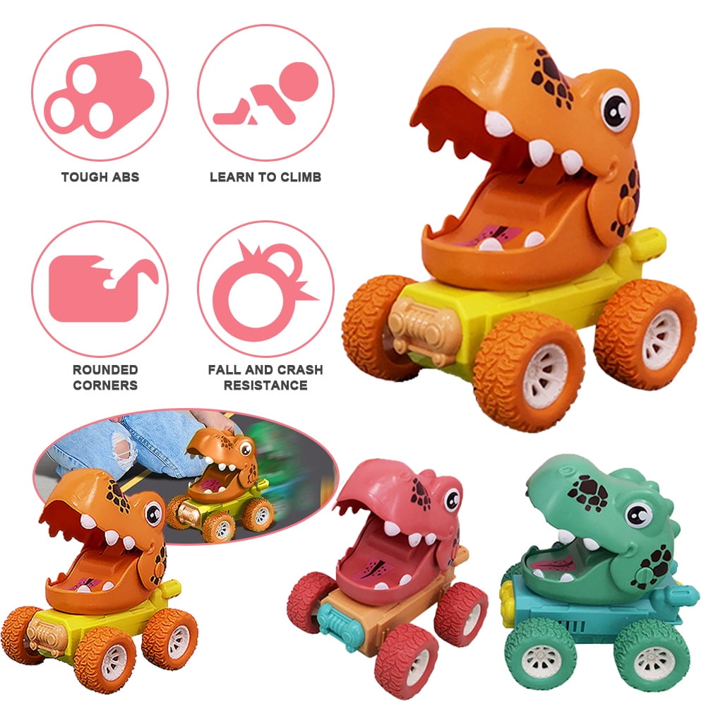 POINTERTECK 3 Pack Dinosaur Toys, Pull Back Dinosaur Cars for Kids