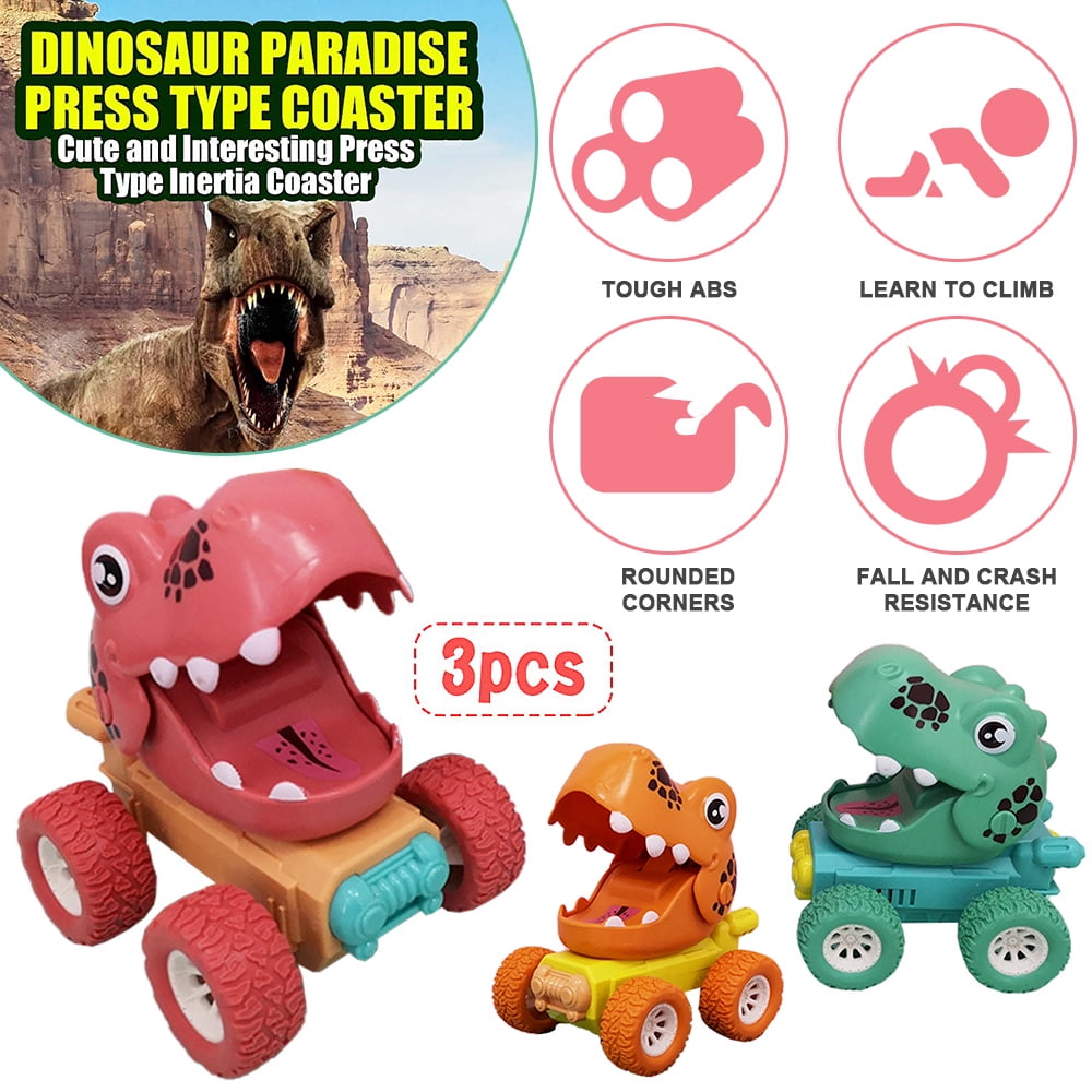 POINTERTECK 3 Pack Set Dinosaur Toys for 3 Year Old Boys, Pull Back ...