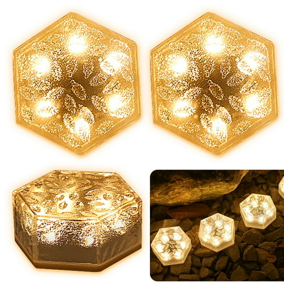 POINTERTECK 3 Pack Solar Brick Lights - Solar Ice Cube Lights Landscape Path Lights Outdoor Waterproof Lamp for Outdoor Garden Courtyard Pathway,Ice Rock Cube Lights