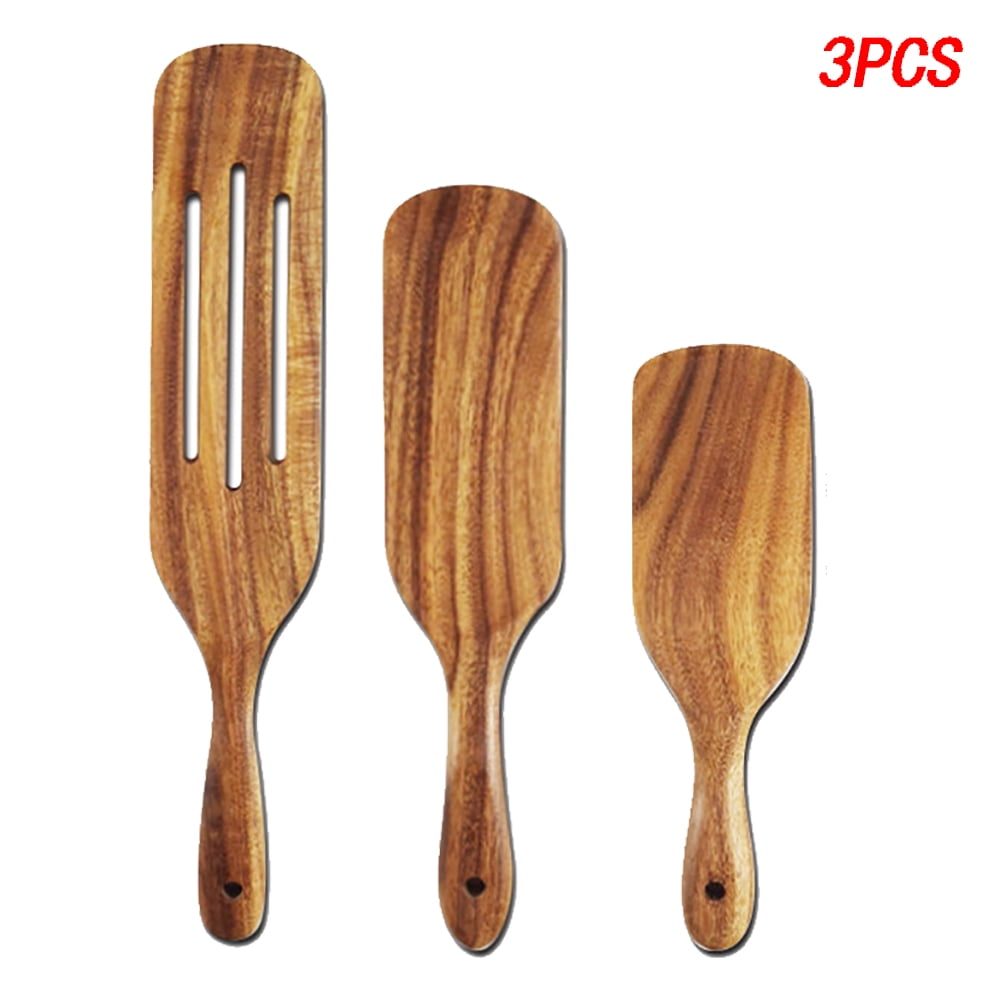POINTERTECK 3PCS Teak Spurtle Set Wooden Spoons For Cooking With