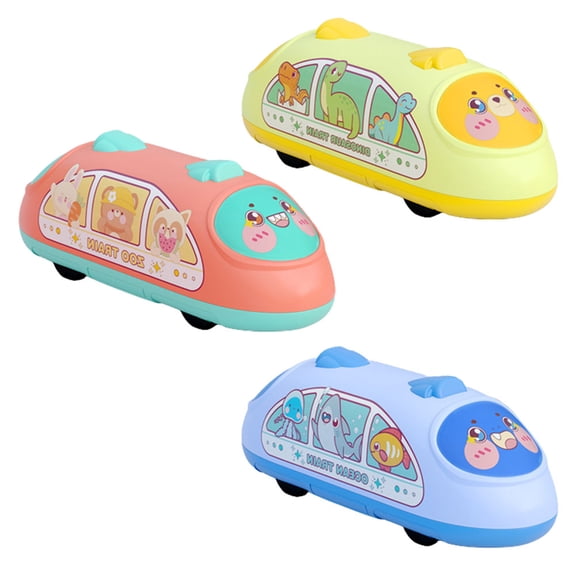 POINTERTECK 3Pcs Mini Pull-Back Vehicles Set, High Speed Rail & Cars, Multi-Color