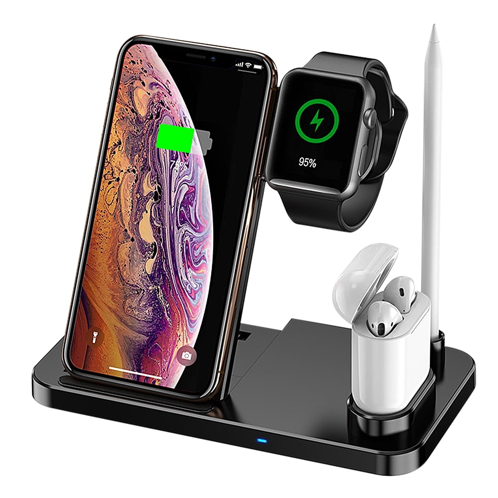 POINTERTECK 4 In 1 Wireless Charger, Wireless Charging Station For Apple Watch, Airpods, Apple Pencil