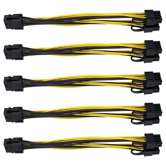 POINTERTECK 5 Pack PCIe 8 Pin Female to Dual 8 Pin (6+2) Male PCI Express Adapter Power Cable PCIE Y - Splitter Extension Cable 7.87 Inches