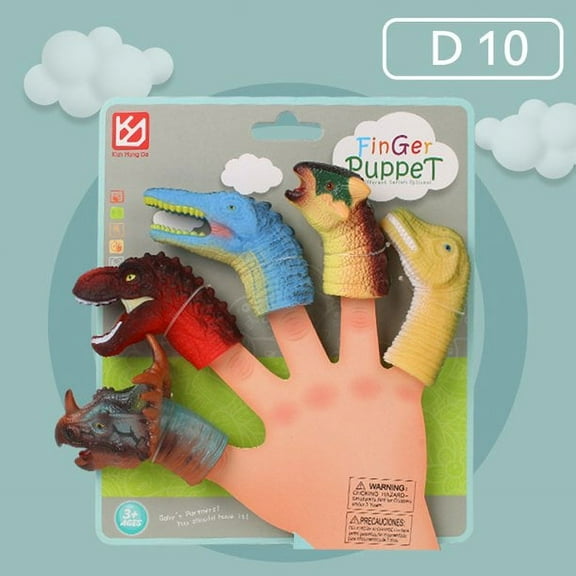POINTERTECK 5Pcs Simulation Dinosaur Mini Finger Sleeve Puppets Children Interactive Toy