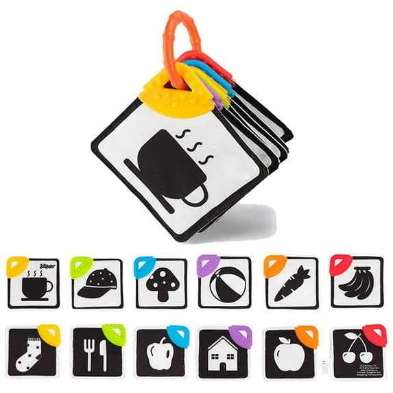 POINTERTECK 6pcs Baby Black White Flash Cards,High Contrast Visual Stimulation Learning Flashcards,Learning Alphabet Shapes Color Cards for Toddlers,Baby Toys Gift for 0 3 6 9 12 Months