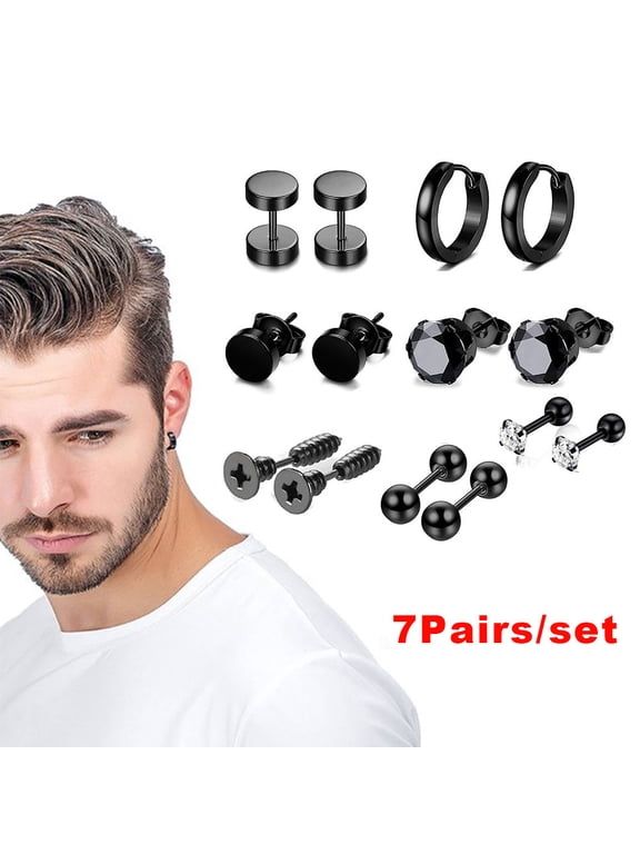 7 Pairs Hypoallergenic Stainless Steel Ball Stud Earrings for Women and Men, Barbell Ear Stud Piercing Round CZ Ball Cartilage Earrings Set, 3MM/4MM/5MM