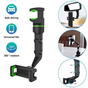 POINTERTECK Car Phone Holder,360 degrees Rotation Car Rear View Mirror Mount Stand Universal Cell Phone Cradle Holder Green & Black